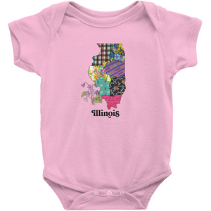 Illinois Baby Bodysuit | Patchwork State Art