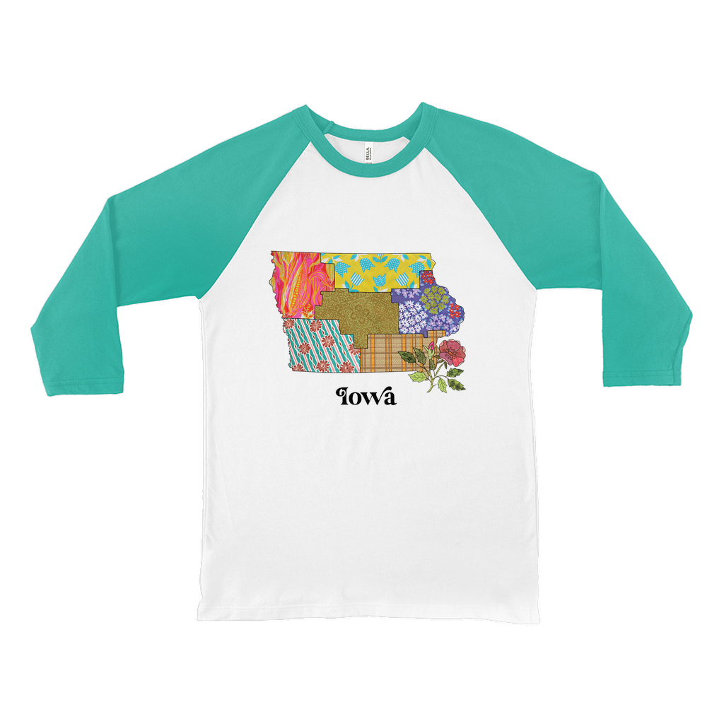 Iowa Raglan Shirt | Patchwork State Art