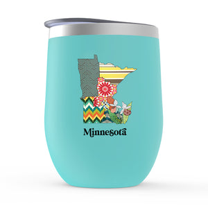 Minnesota Insulated Wine Tumbler | Patchwork State Art