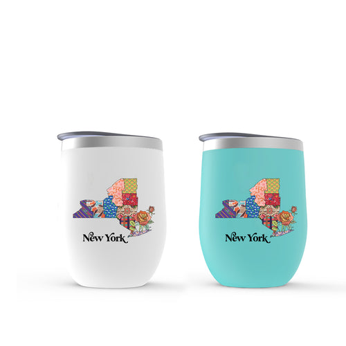 New York Stemless Wine Tumbler | Patchwork State Art