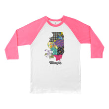 Load image into Gallery viewer, Illinois Raglan Shirt | Patchwork State Art