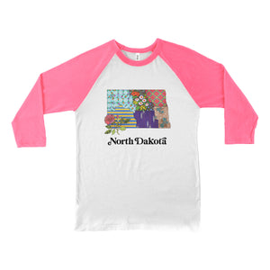 North Dakota Raglan Shirt | Patchwork State Art