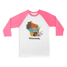 Load image into Gallery viewer, Wisconsin Raglan Shirt | Patchwork State Art