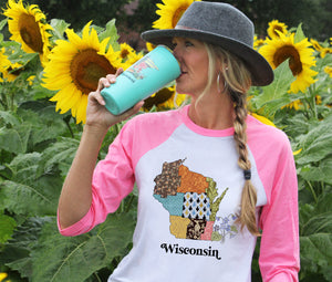 Wisconsin Raglan Shirt | Patchwork State Art