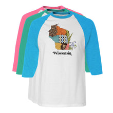 Load image into Gallery viewer, Wisconsin Raglan Shirt | Patchwork State Art