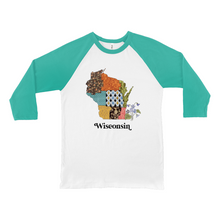 Load image into Gallery viewer, Wisconsin Raglan Shirt | Patchwork State Art