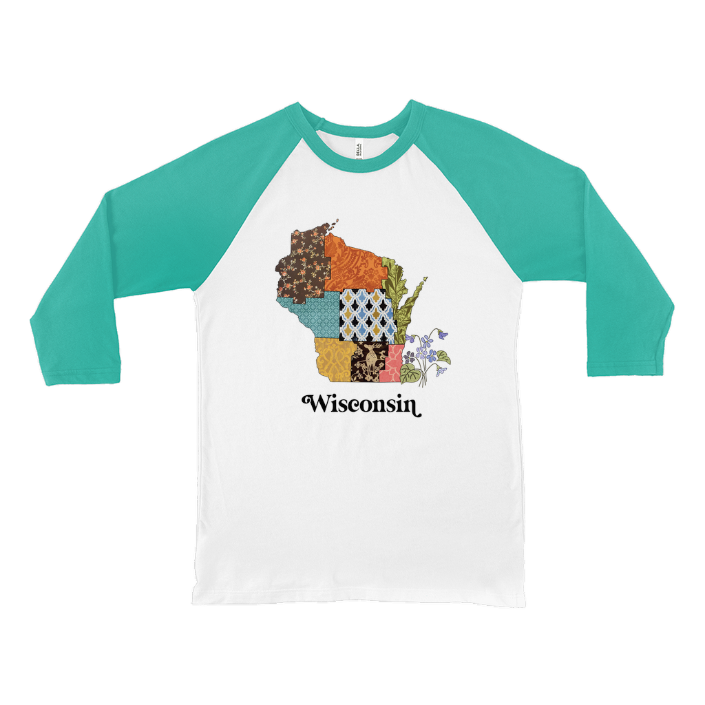 Wisconsin Raglan Shirt | Patchwork State Art