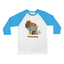 Load image into Gallery viewer, Wisconsin Raglan Shirt | Patchwork State Art