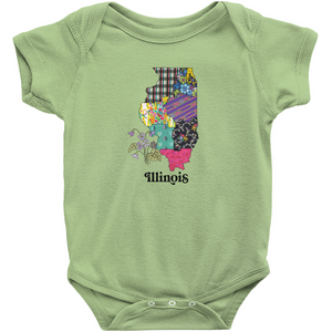 Illinois Baby Bodysuit | Patchwork State Art