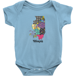 Illinois Baby Bodysuit | Patchwork State Art