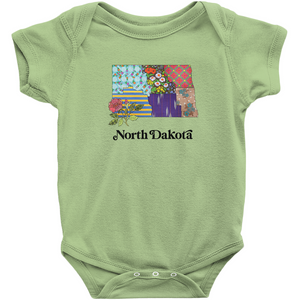 North Dakota Baby Bodysuit | Patchwork State Art